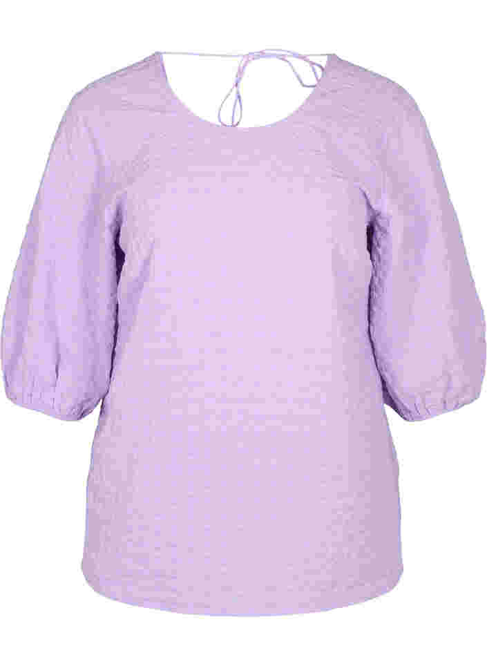 Textured blouse with half sleeves, Lavendula, Packshot image number 0