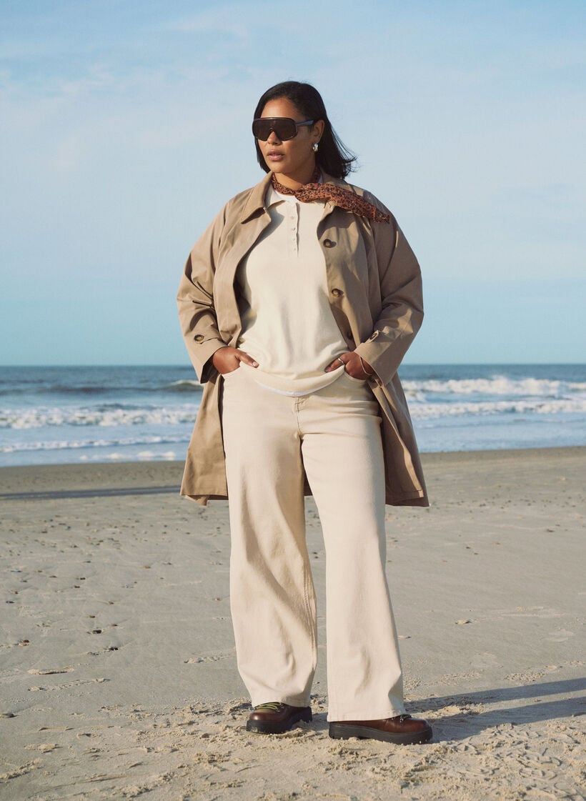 Spring jacket with faux suede collar and concealed button fastening, Beige, Image image number 0