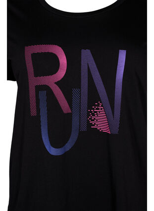 Training T-shirt with print, Black w. stripe run, Packshot image number 2
