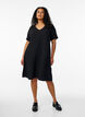 Short-sleeved dress with V-neck, Black, Model image number 1