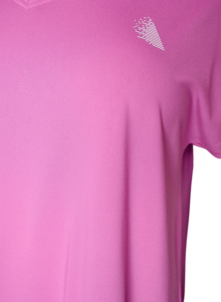 Short sleeve sport t-shirt with v-neck, Purple, Packshot image number 2