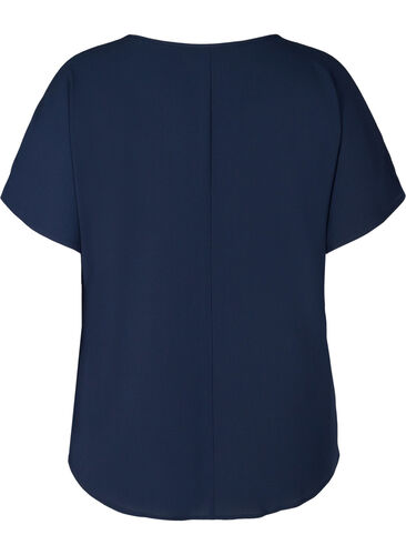 Blouse with short sleeves and a round neckline, Navy Blazer, Packshot image number 1