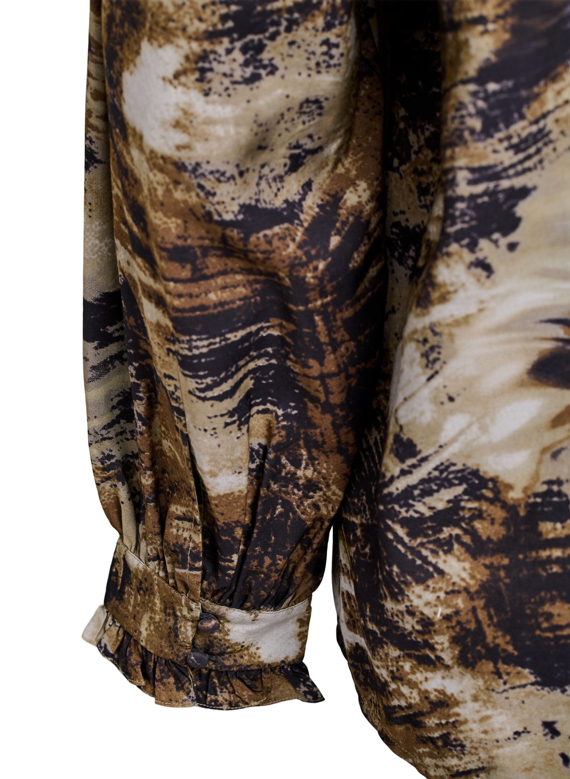 Zizzifashion Printed blouse with buttons, Green, Packshot image number 3