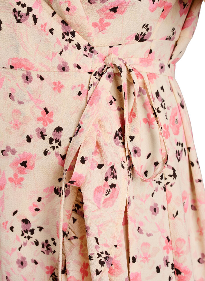 Floral wrap dress with short sleeves, Red, Packshot image number 3