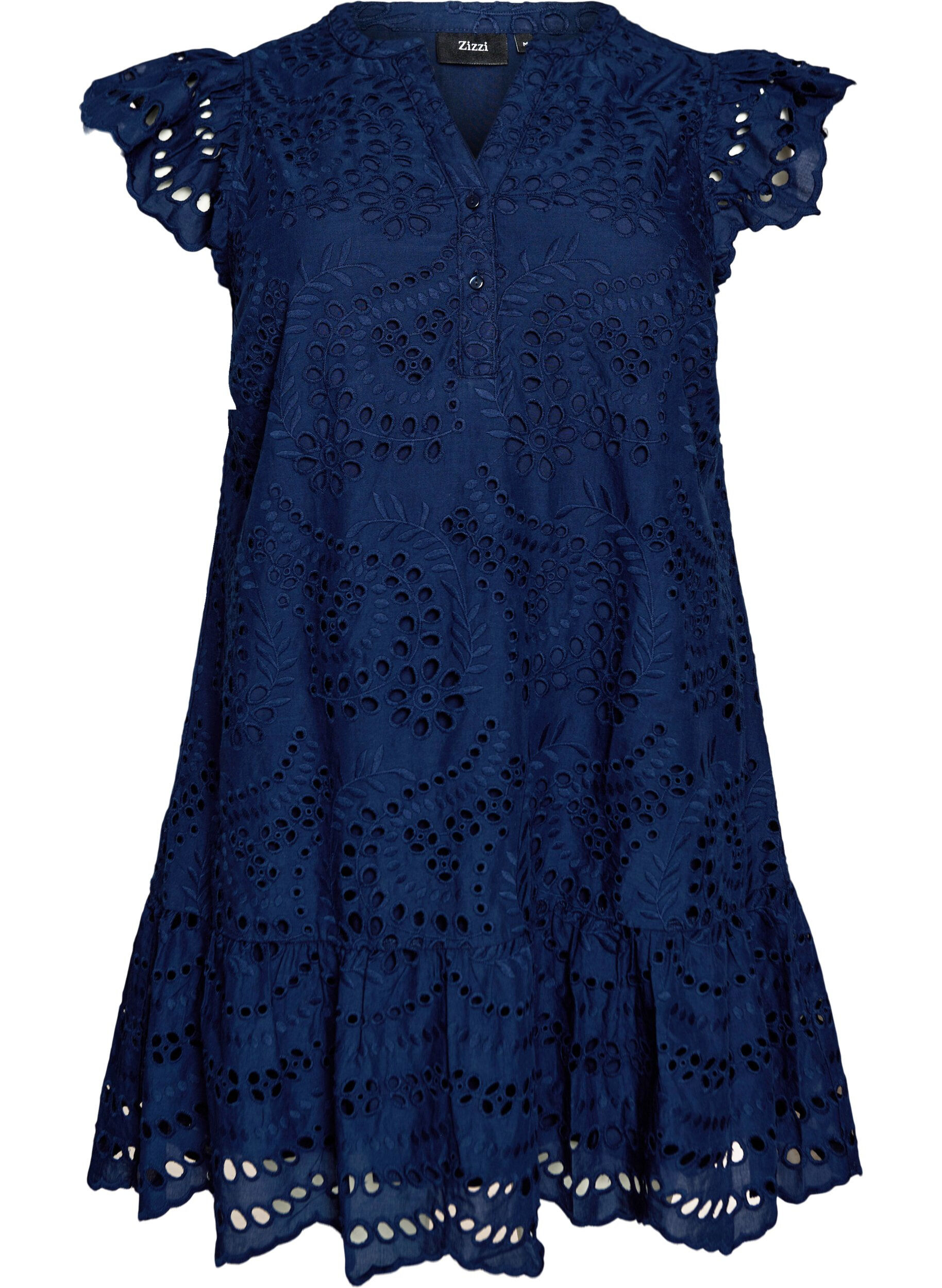 Broderie anglaise dress with ruffle sleeves