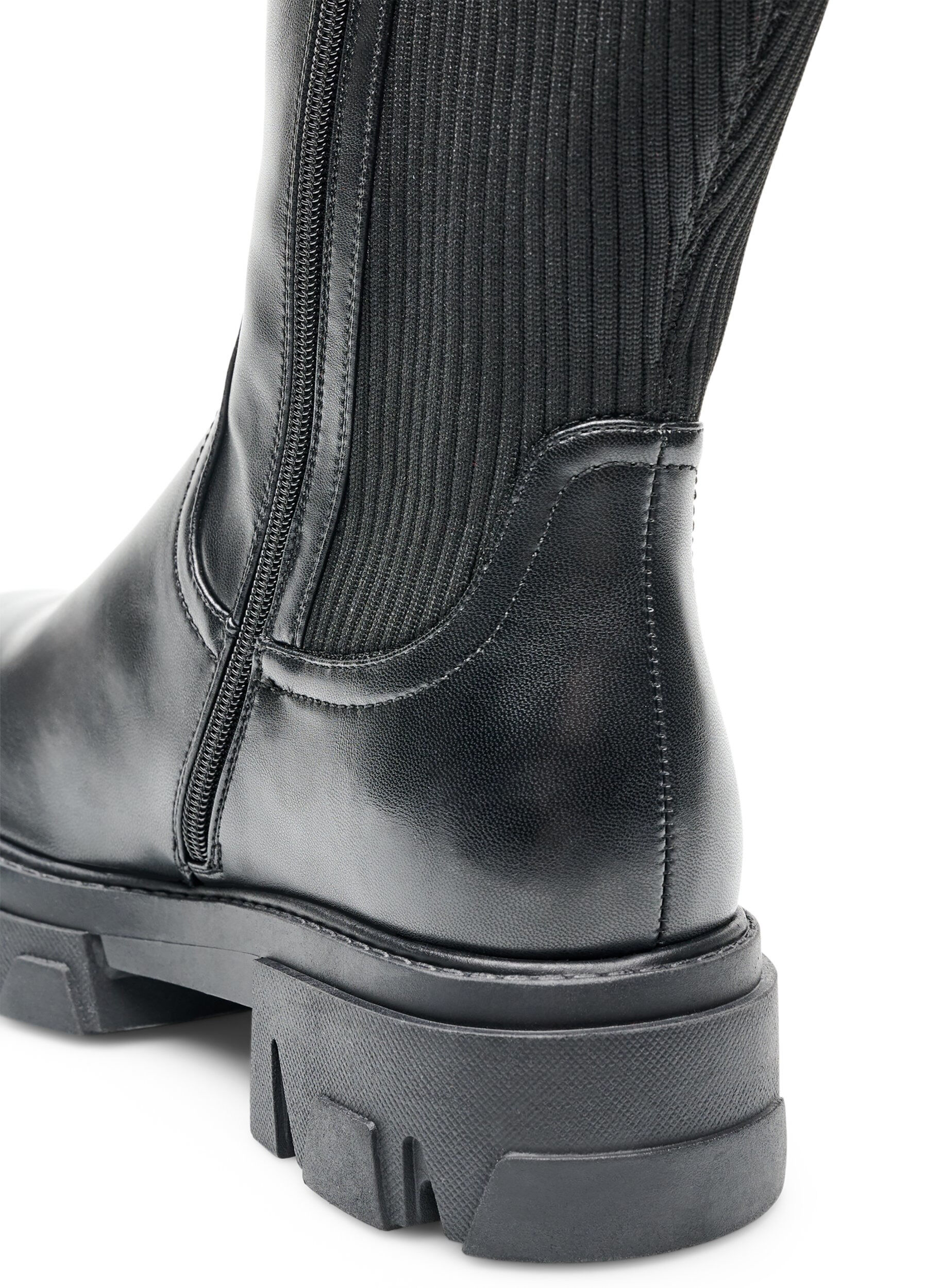 ZizzifashionLong boot with ribbed panels, Black, Packshot image number 4