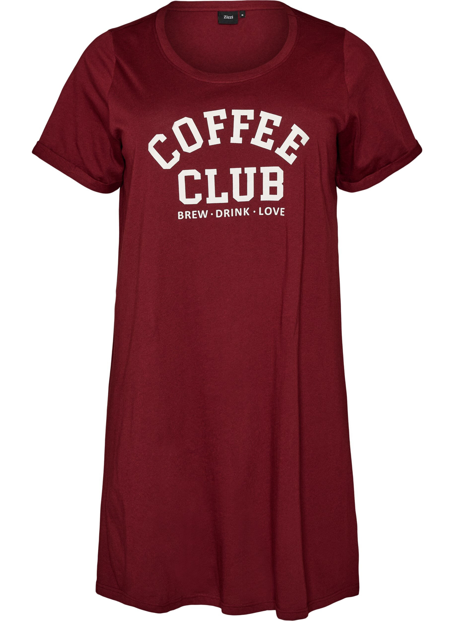 ZizzifashionShort-sleeved nightgown in organic cotton, Dark Bordeaux, Packshot image number 0