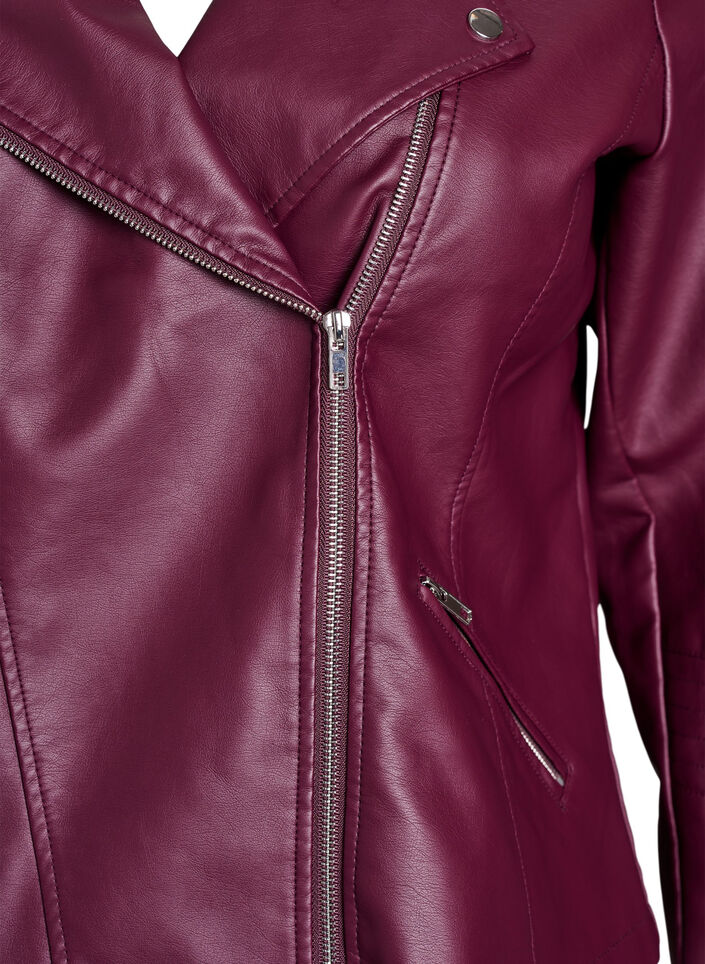Biker jacket in faux leather, Dark Bordeaux, Packshot image number 2