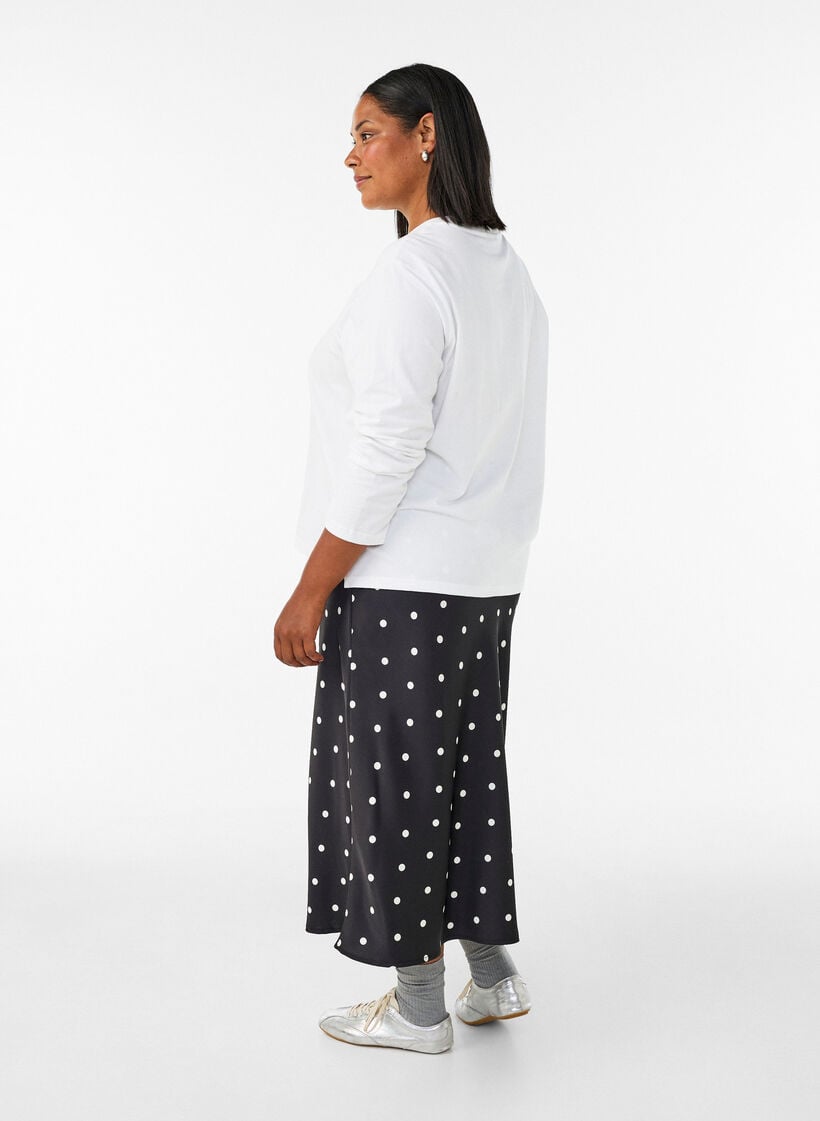 Satin midi skirt, Black, Model image number 1
