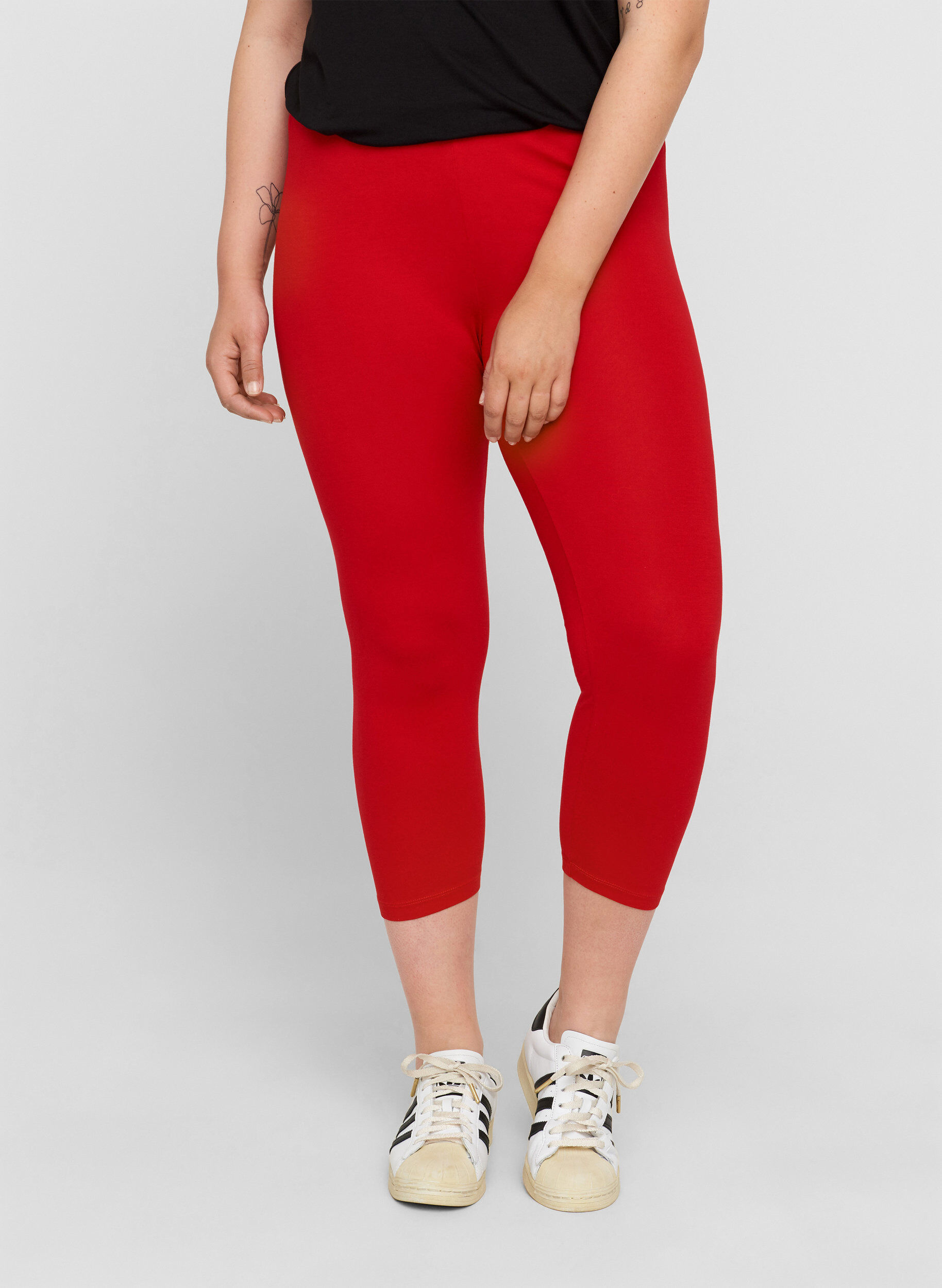 Zizzifashion 3/4 length basic leggings, Tango Red, Model image number 2