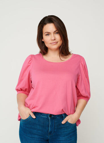 Cotton blouse, Fandango Pink, Model image number 0