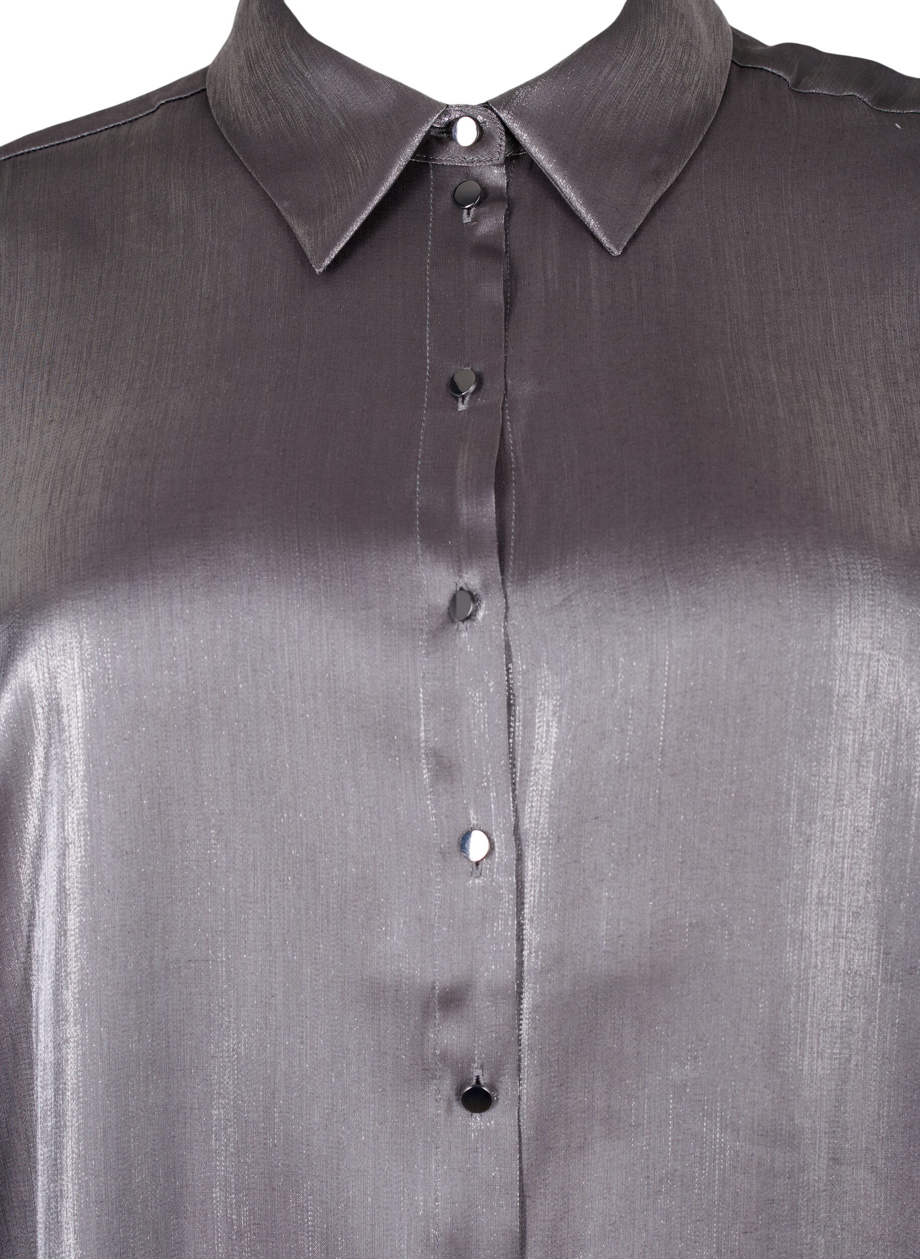 Zizzifashion Long silver-colored shirt, Dark Silver, Packshot image number 2