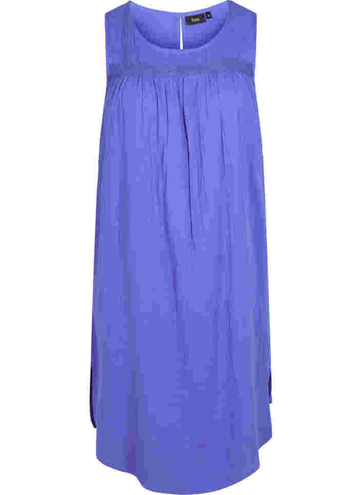 Sleeveless cotton dress in a-shape, Dazzling Blue, Packshot image number 0