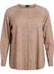 Knitted blouse with round neck and knitted pattern, Brown, Packshot image number 0