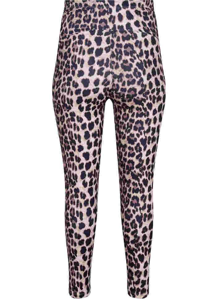 Pregnancy leggings with leopard print, Black Leo AOP, Packshot image number 1