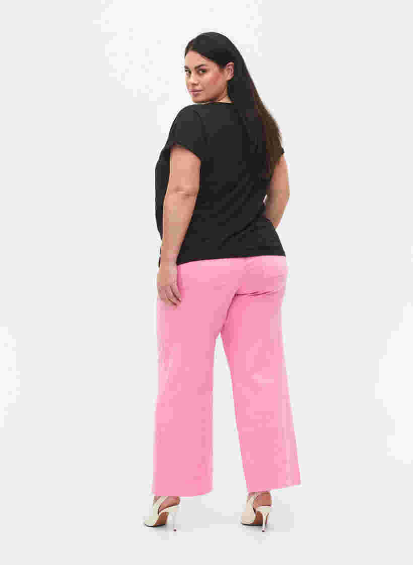 	 Flared jeans with high waist, Pink, Model image number 1