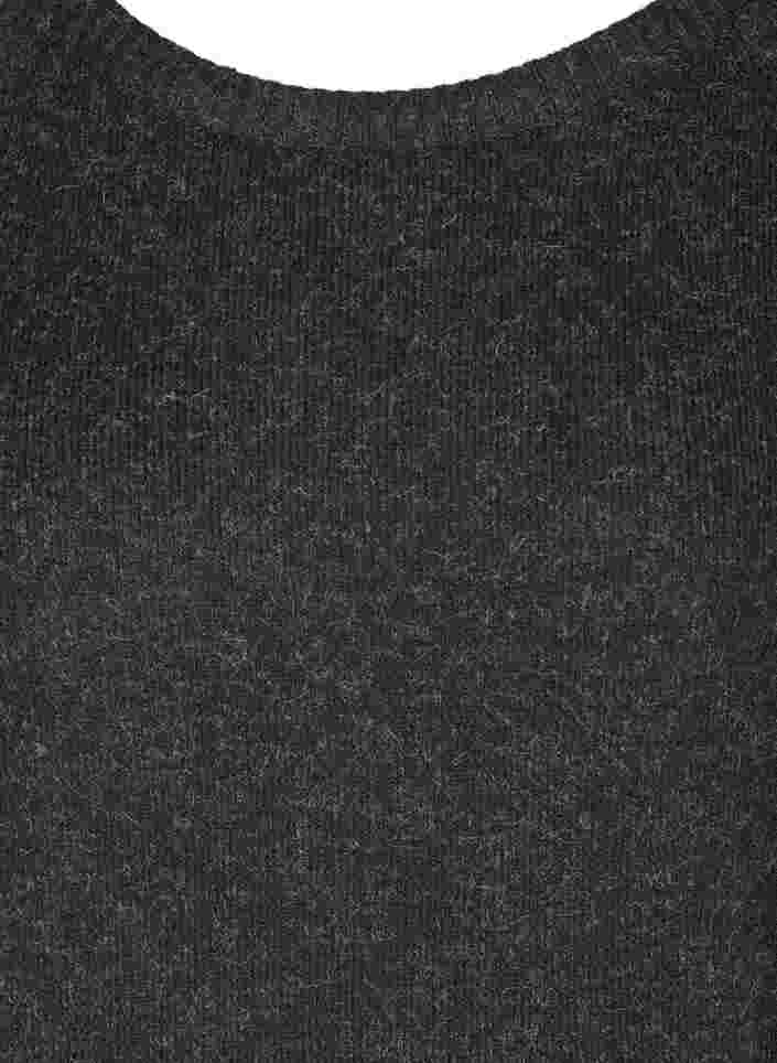 Long-sleeved, marled knitted dress with rounded neckline, Dark Grey Melange, Packshot image number 2