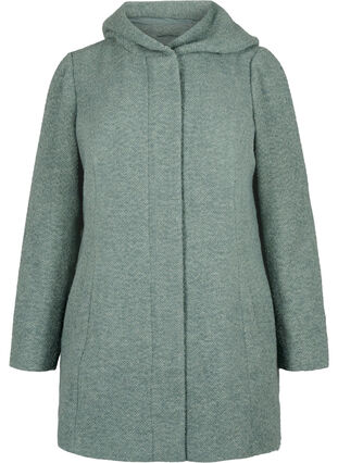 Bouclé coat with wool, Balsam Green Mel., Packshot image number 0