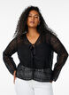 Cardigan with openwork pattern and tie strings, Black, Model image number 0
