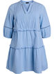3/4 sleeve cotton dress with ruffles, Light Blue, Packshot image number 0
