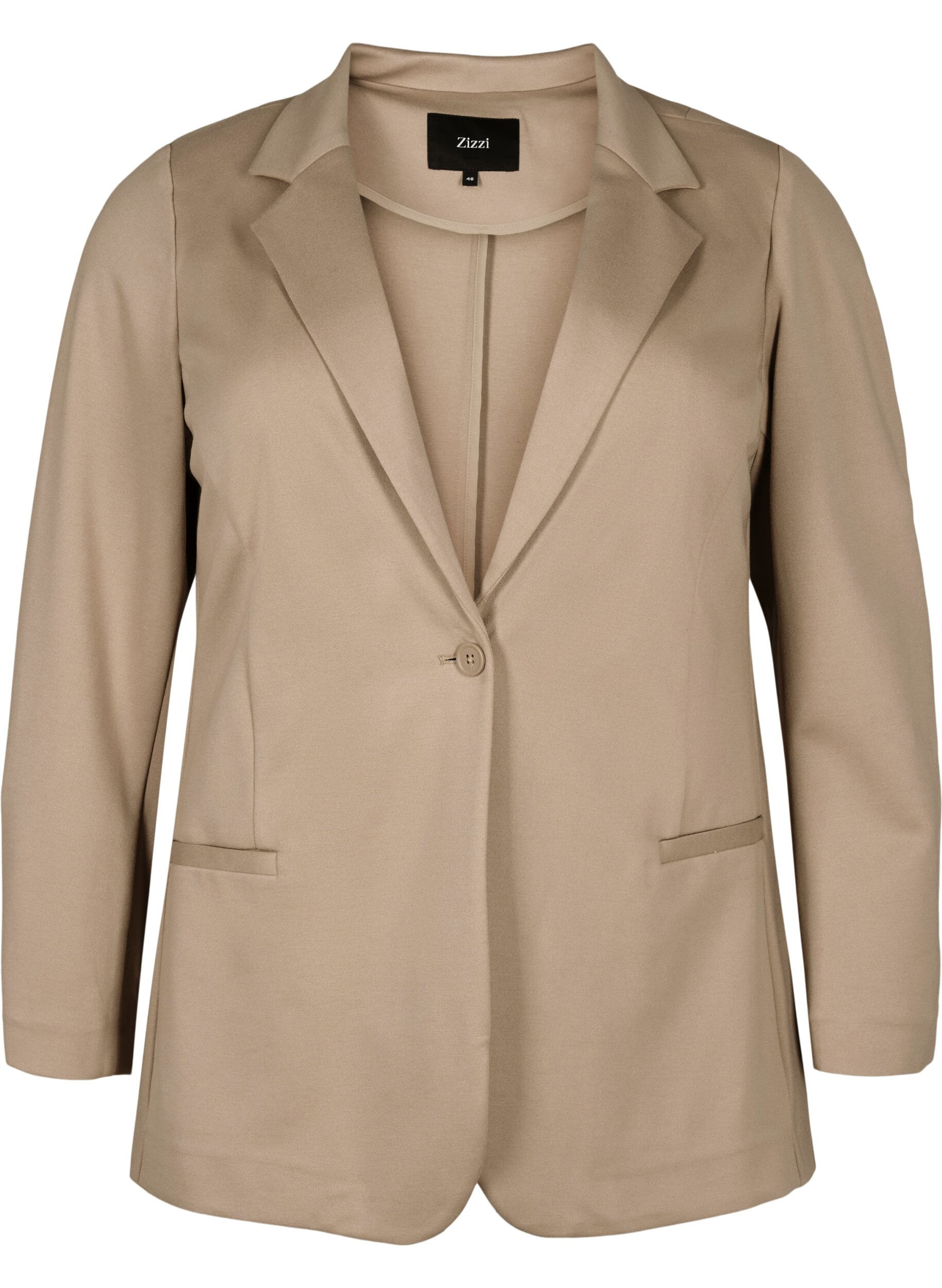 Zizzifashion Simple blazer with button closure, Beige, Packshot image number 0