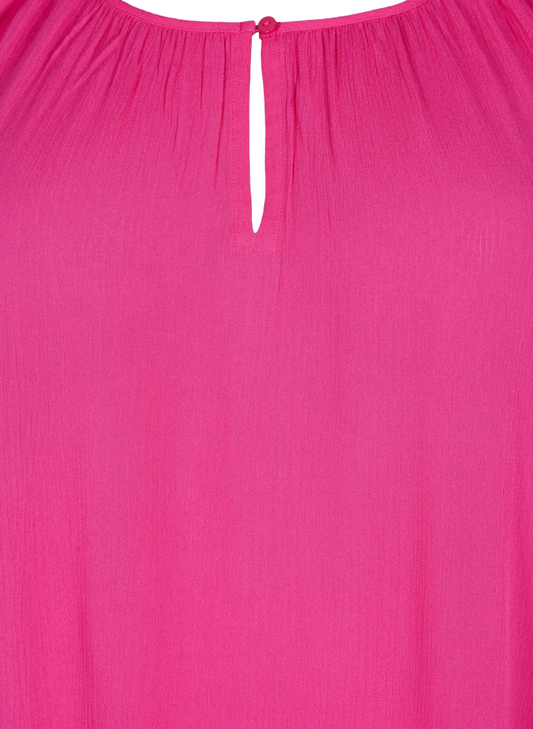 Zizzifashion Viscose tunic with 3/4 sleeves, Pink, Packshot image number 2