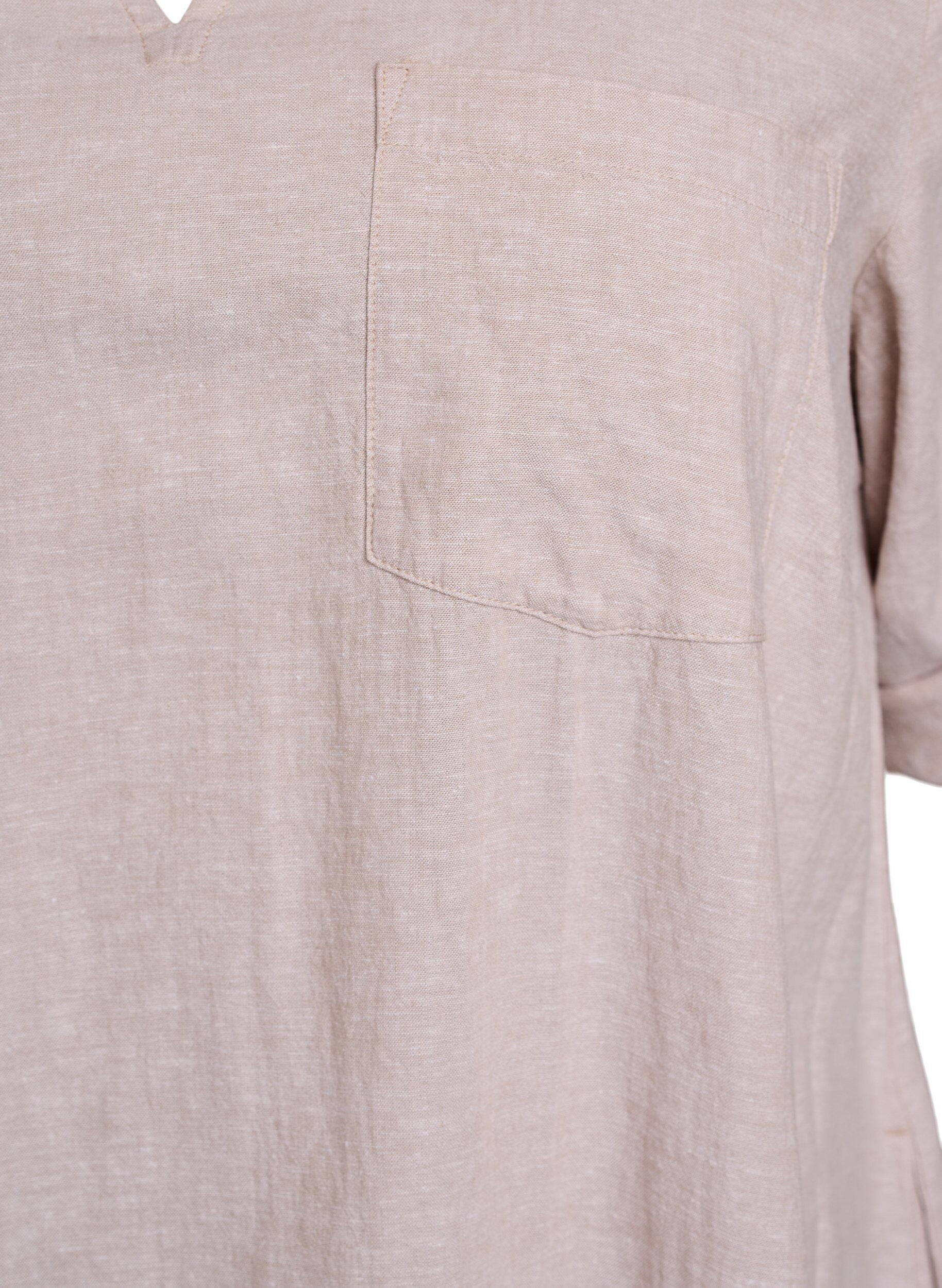 ZizzifashionLinen and viscose tunic with A-shape, Beige, Packshot image number 2