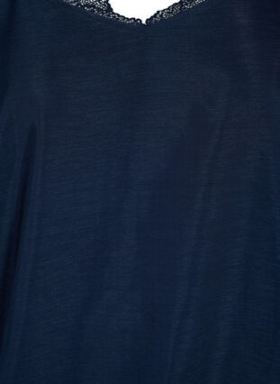 Top with lace and an elasticated hem , Navy Blazer, Packshot image number 2