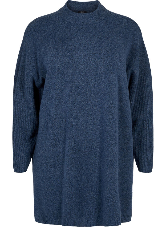 Long knitted blouse with long sleeves, Bering Sea Mel., Packshot image number 0