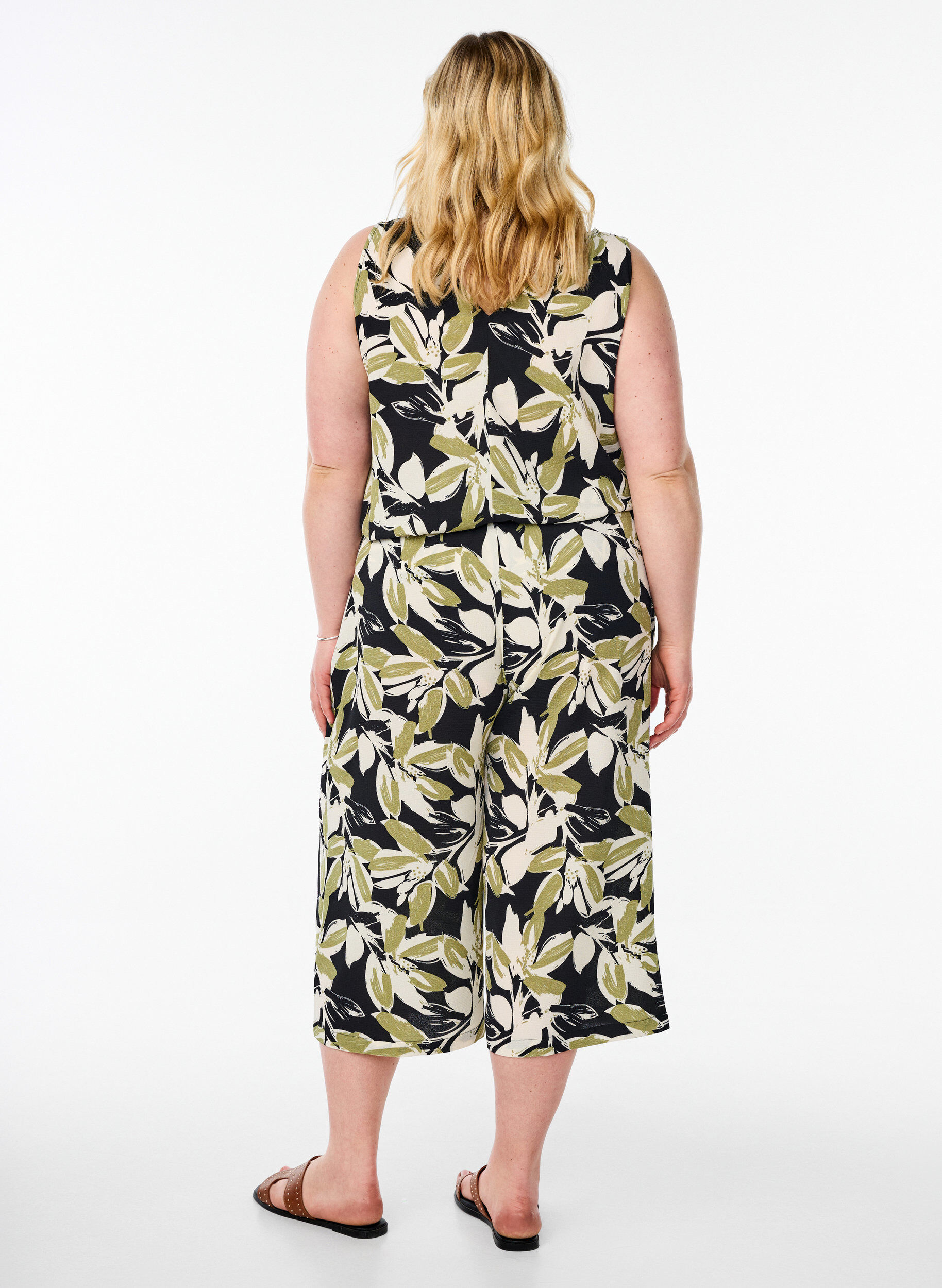 ZizzifashionCulotte trousers with print, Black, Model image number 1
