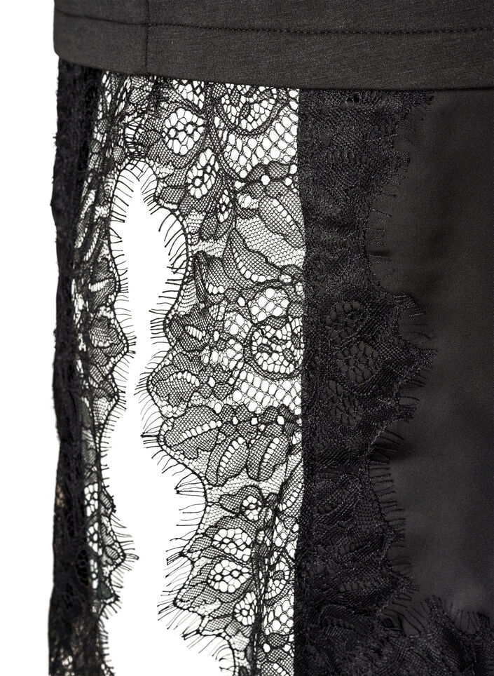 Jersey blouse with a layered look and lace, Black, Packshot image number 3