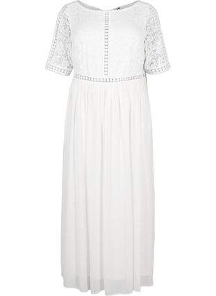 Maxi dress with back neckline and short sleeves - White - Sz. 40-64 - Zizzifashion Maxi dress with back neckline and short sleeves - White - Sz. 40-64 - Zizzifashion