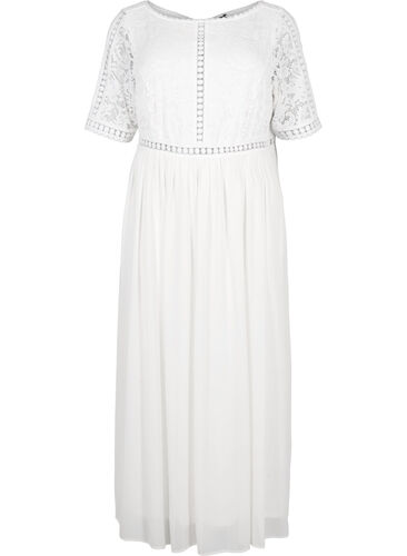 Maxi dress with back neckline and short sleeves, Bright White, Packshot image number 0