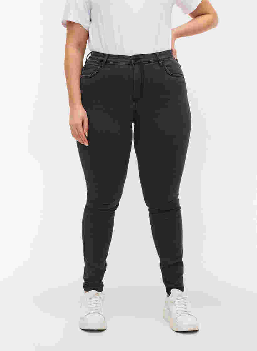 High-waisted super slim Amy jeans , Grey Denim, Model image number 3