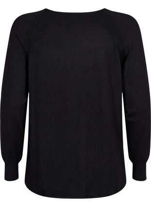 Knitted blouse with Raglan sleeves, Black, Packshot image number 1