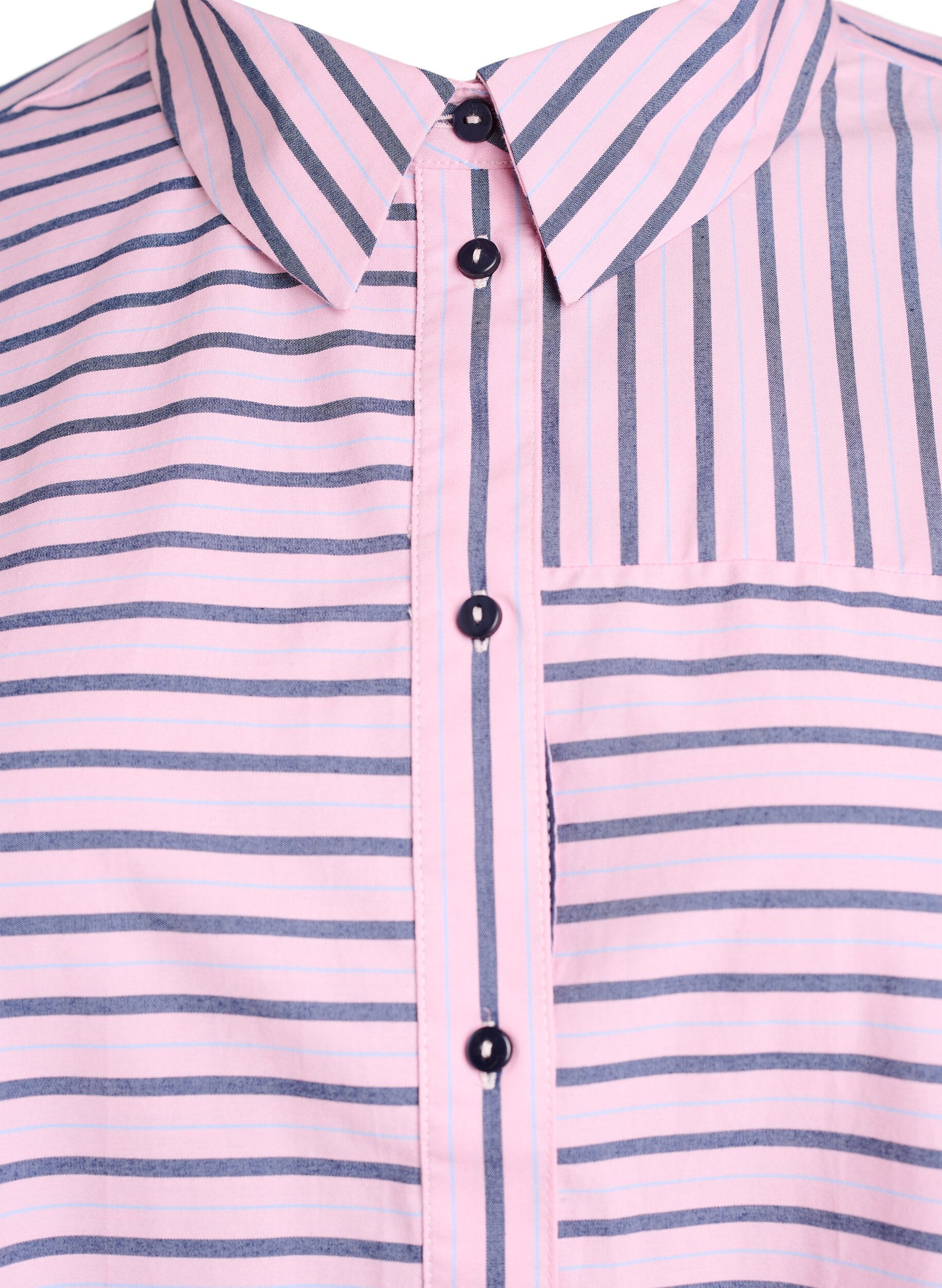 Zizzifashion Striped shirt with a classic collar and long sleeves, Pink, Packshot image number 2
