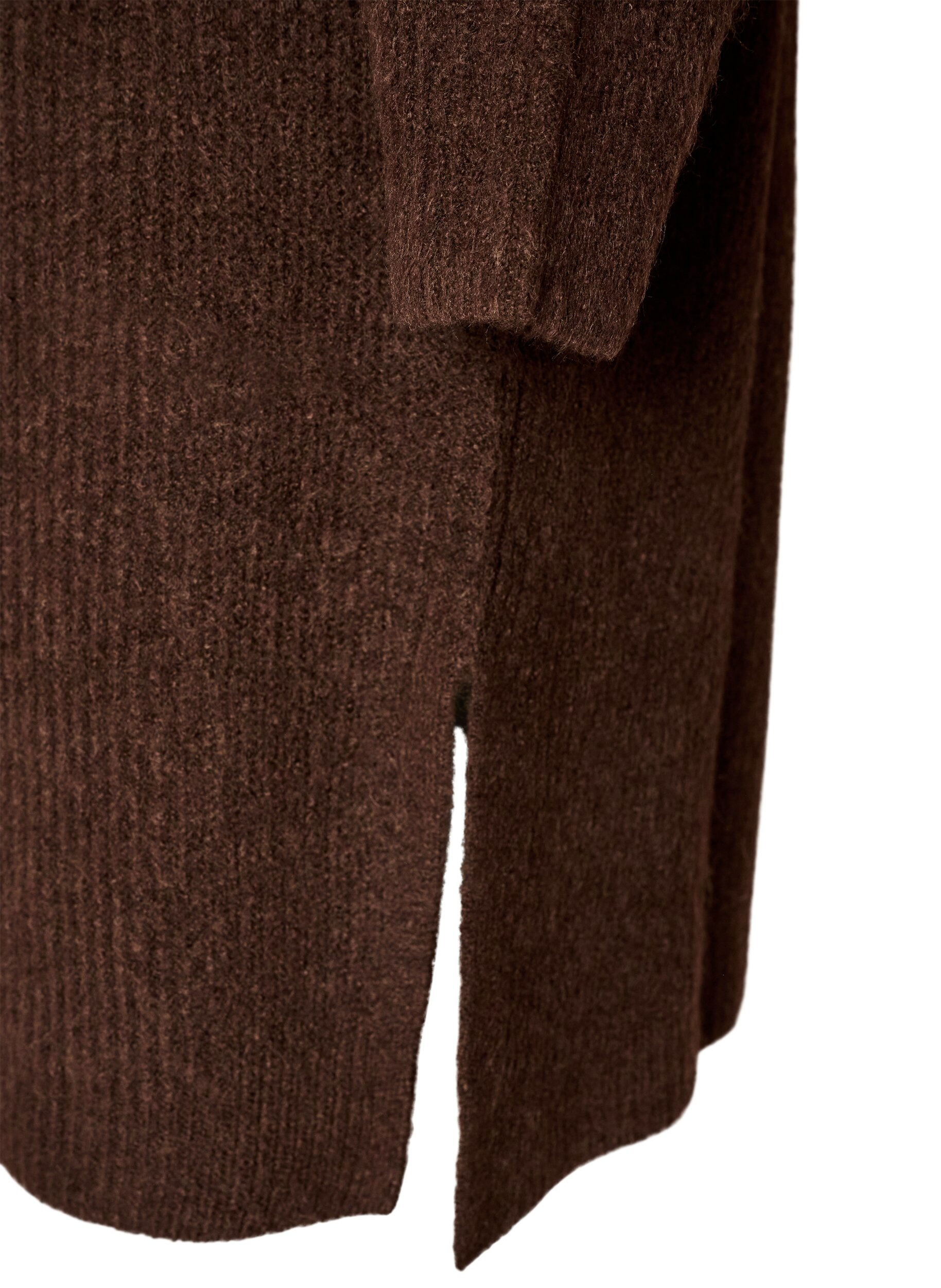 ZizzifashionKnitted dress with turtleneck, Brown, Packshot image number 3