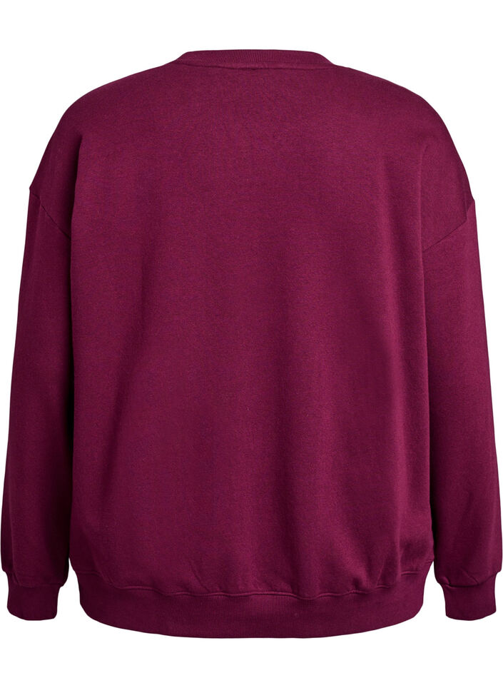 Sweatshirt with text print, Dark Bordeaux, Packshot image number 1
