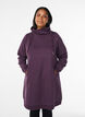 Short sweatshirt dress with high collar and pockets, Purple, Model image number 0