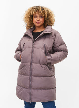 	 Winter jacket with pockets and high collar, Iron, Model image number 0