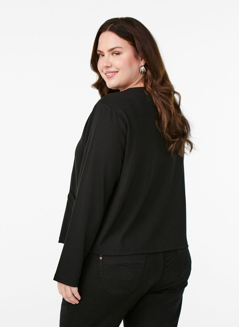 Cardigan with decorative buttons and long sleeves, Black, Model image number 1