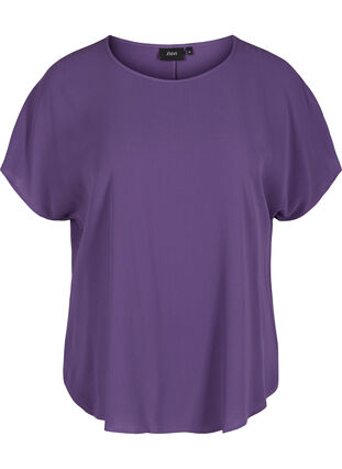 Blouse with short sleeves and a round neckline, Loganberry, Packshot image number 0
