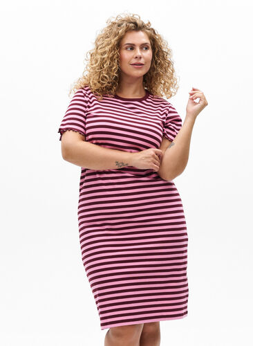 Knee-length T-shirt dress in ribbed jersey - Dark Bordeaux - Sz. 40-64 - Zizzifashion Knee-length T-shirt dress in ribbed jersey - Dark Bordeaux - Sz. 40-64 - Zizzifashion