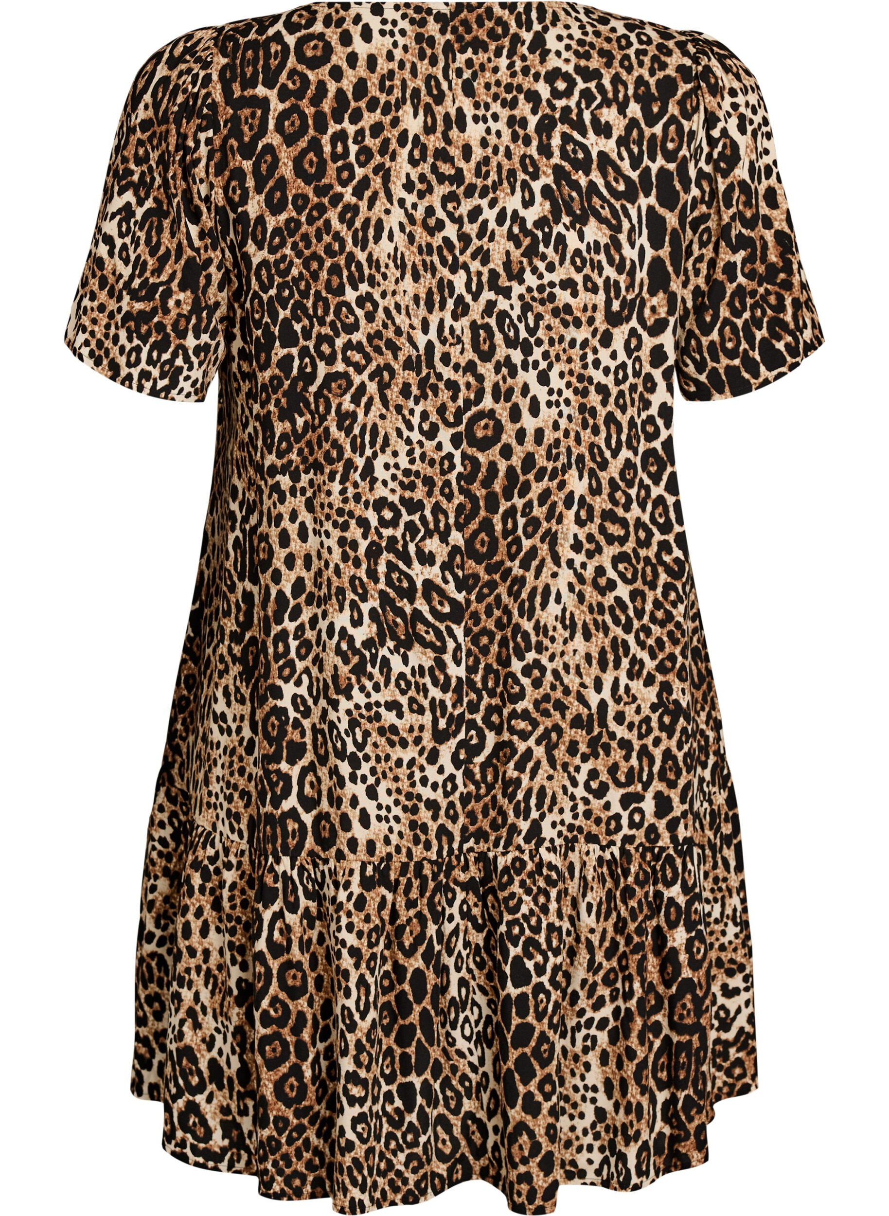 ZizzifashionViscose dress with cutline, Brown, Packshot image number 1