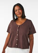 Textured cotton blouse with button fastening, Brown, Model image number 0