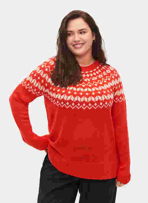 Knitted jumper with jacquard pattern
