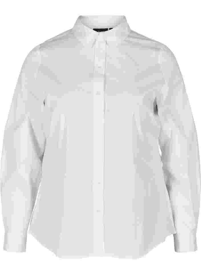 Organic cotton shirt with collar and buttons, White, Packshot
