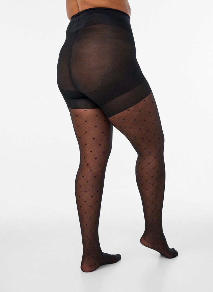 Push-up 25 denier tights with polka dot pattern, Black, Model image number 1