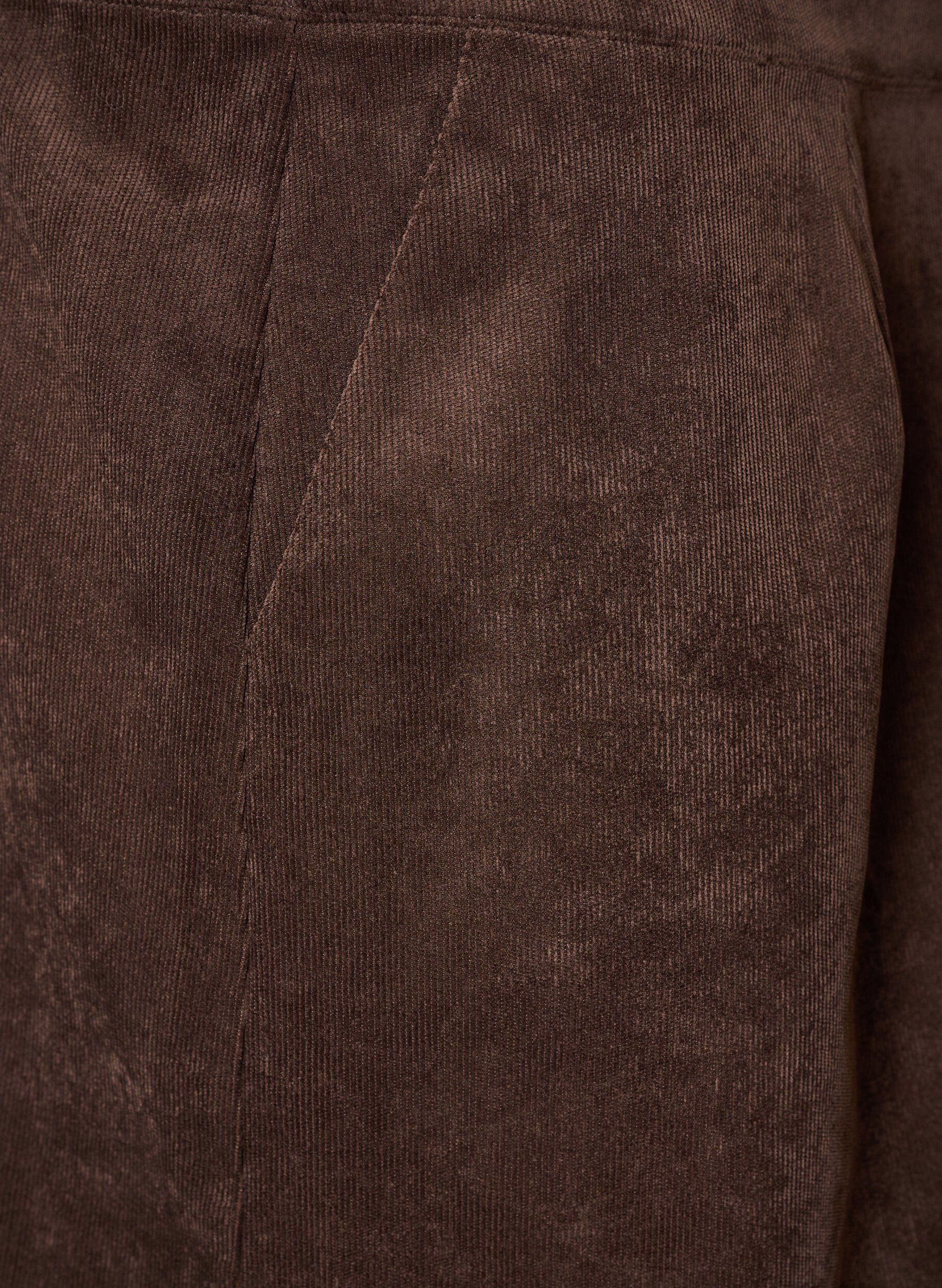 ZizzifashionShort corduroy skirt with press studs, Brown, Packshot image number 3