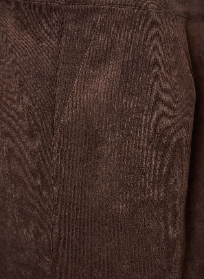 Short corduroy skirt with press studs, Brown, Packshot image number 3